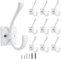 10 Pack Decorative Heavy Duty Towel Hooks for Hanging Robe Double White Coat Hooks Wall Mounted with Screws for Key, Towel, Bags, Cup, Hat by CABDM