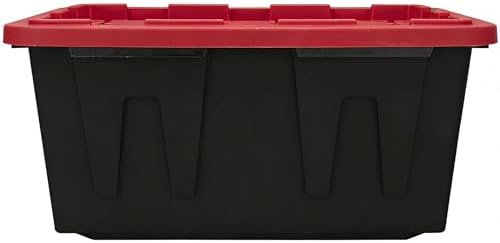 27 Gallon Heavy Duty Plastic Storage Bins with Lids, Black & Red (2) - Image 5