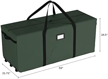 Rolling Christmas Tree Storage Bag - Waterproof Bag for 9-Foot Tree or Christmas Decor - Nylon Handles and 3 Rollerblade Wheels by Elf Stor (Green) - Image 3