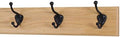 Oak Coat Rack with Oil Rubbed Bronze Hat & Coat Style Hooks (Natural, 15" x 3.5" with 3 Hooks) by PEG+AND+RAIL