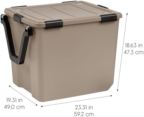 IRIS USA 3-Pack 106 Qt Storage Bins with Gasket Lids, Tan - Image 2