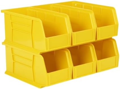 HE HUDSON EXCHANGE 11" x 5.5" x 5" (6 Pack) Plastic Stackable Storage Bin, Yellow by HudsonExchange