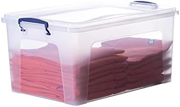 Superio Clear Plastic Storage Bin with Lid, 28 Quart Organizing Container, Latch Box, Stackable Plastic Tote for Household, Garage, School, and Office- Store Shoes, Clothing, Crafts, and Accessories by Superio