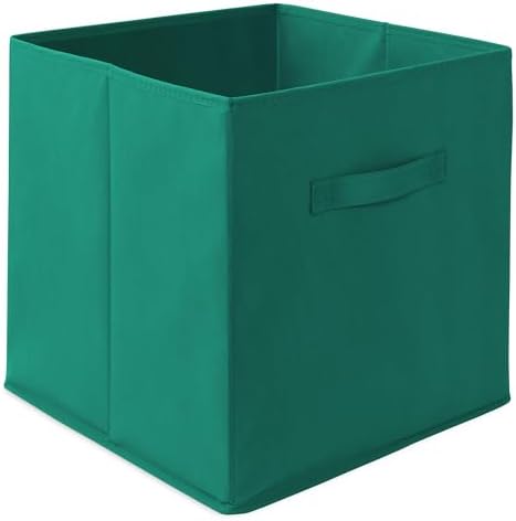 Casafield Set of 12 Collapsible Fabric Cube Storage Bins, Teal - 13" Foldable Cloth Baskets for Shelves, Cubby Organizers & More - Image 2