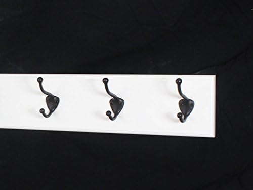 White Wall Mounted Coat Rack with Bronze Hooks 4.5" Ultra Wide (15" x 4.5" with 3 Hooks) by PEG+AND+RAIL