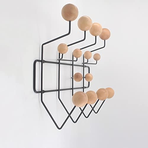 SHISEDECO Classic Mid Century Hang it All Coat Rack Modern Wall Mounted Hooks with Painted Solid Wooden Balls(Multi Colors Available) (Black Frame Natural) - Image 2
