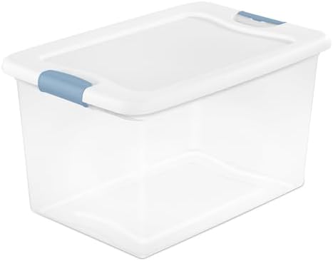 Sterilite 24-Pack Latching Box, Under Bed Storage Bins with Lids, Clear Plastic, 64 Quart - Heavy-Duty Organizing Containers for Closet, Bathroom, and Office by Sterilite