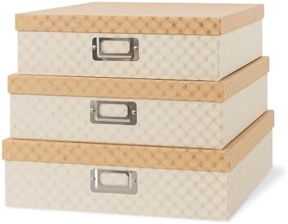 Soul & Lane - Geometric Check Scrapbook Storage Boxes with Lids, Set of 3 by SoulLane