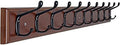 Dseap Coat Rack Wall Mounted: 10-Hooks, 16" Hole to Hole, 38-1/4" Long, Wood Coat Hooks Wall Mounted, Hook Rack, Hook Rail, Hooks for Hanging Coats, Brown & Black by Dseap