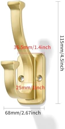 10 Pack 4-1/2inch Brushed Gold Coat Hooks - Image 2