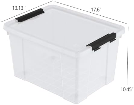 35 Quart Plastic Clear Latching Storage Box with Wheels, 4-Pack - Image 2