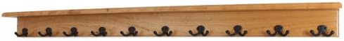 PegandRail Solid Cherry Shelf Coat Rack with Aged Bronze Double Style Hooks - Made in The USA (Cherry, 53" with 10 Hooks) by PEG+AND+RAIL
