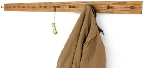 Solid Oak Shaker Peg Rack Made in The USA - Golden Oak Stain Stain 58 x 3.5 Inches with 10 Pegs - Image 2