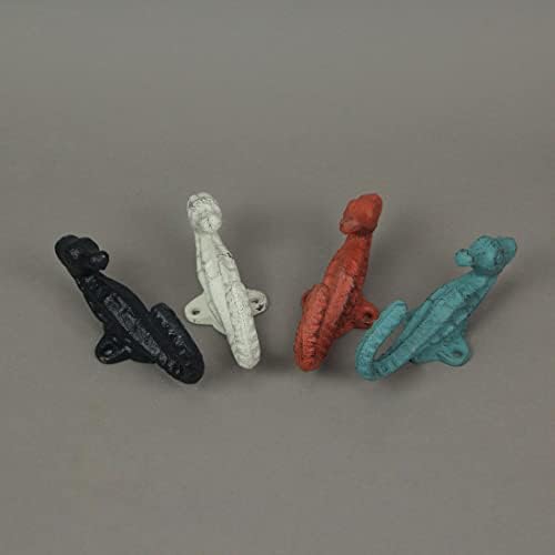 Zeckos Set of 4 Coastal Seahorse Decorative Wall Hooks, 5 Inch Coral Orange - Image 5