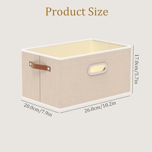 Yawinhe Fabric Storage Baskets, Foldable Closet Organizer for Shelves, Large Boxes with 3 Handles, Canvas Bins for Clothes, Beige 12.99''Lx9.05''Wx7.87''H, 6-Pack,SNK030BEXS-6 - Image 5