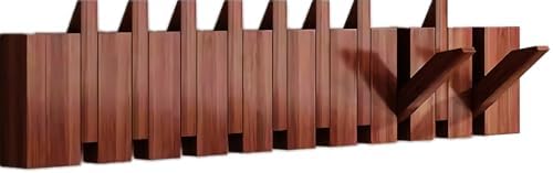 Paint Wood Wall Mounted Coat RackHooks Piano Key Hangers Natural Solid Wood Hanger Non-Woven Fabric Clothes Hangers for Closet, Kitchen, Bedroom, Bathroom, Entryway（Walnut 10 Hooks） by MurphyBedKitMattresFrame