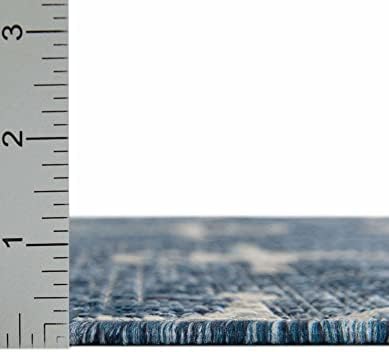 Unique Loom Outdoor Coastal Collection Area Rug - Ahoy (7' 10" Round, Blue/ Ivory) - Image 5