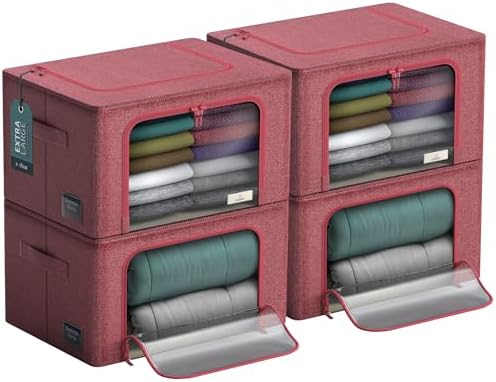 Sorbus Jumbo Clothing Storage Bins with Clear Window (4 Pack, Pink) by Sorbus