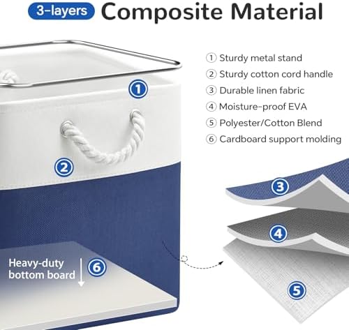 13x13 Inch Foldable Fabric Cube Storage Bins with Handles 6 Pack - Image 4