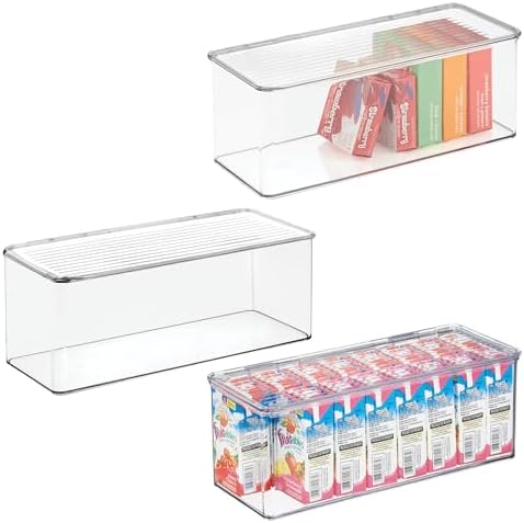 iDesign Plastic Stackable Hinged-Lid Storage Box, Set of 3, Clear by iDesign
