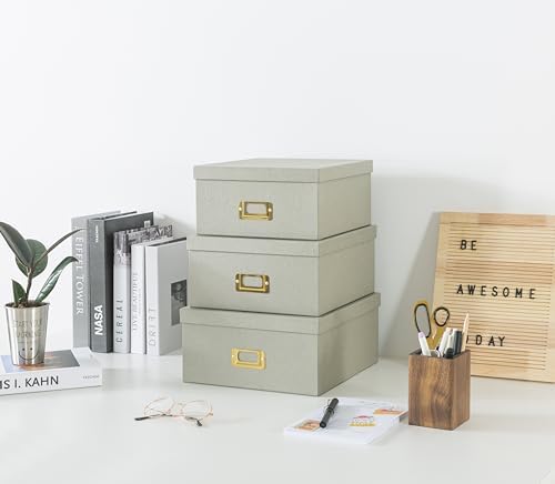 Soul & Lane - Gray Decorative Photo Storage Boxes with Lids, Set of 3 - Image 5