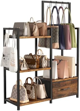 3-Tier Purse Rack with Pull-Out Drawer by WCBSQX