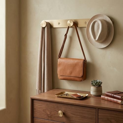 Goo-Ki Champagne Bronze Coat Rack Wall Mount with Keelplate Backplate, Heavy Duty Zinc Coat Hooks Wall Mounted, Modern Soft Gold Hat Hanger and Towel Rack for Entryway, Mudroom, and Bathroom(3 Hooks) - Image 4