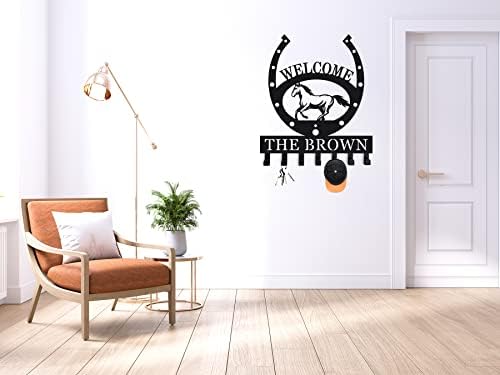 Custom Horseshoe Metal Key Holder for Wall, Personalized Family Name Metal Key Hooks - Image 2