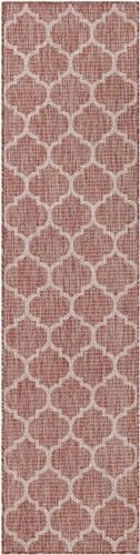 Unique Loom Outdoor Trellis Collection Area Rug (2' x 8' Runner Rust Red/Ivory) - Image 3