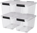 50 Quart Clear Large Storage Totes with Wheels, Plastic Storage Box with Lid, 4-Pack by Rinboat