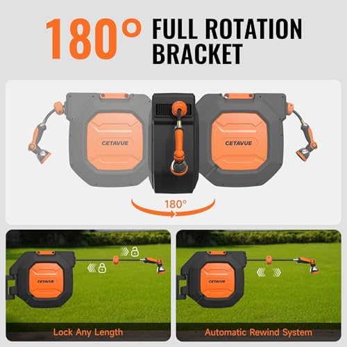 Retractable Garden Hose Reel 1/2 inch x 150 ft Wall Mounted - Image 4