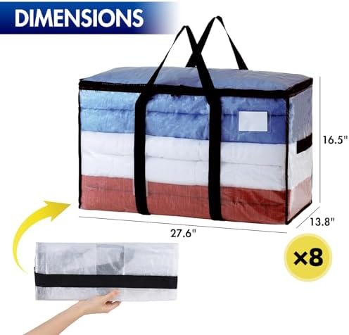 TAILI 8 Pack Clear Extra Large Moving Bags,Storage Bag with Visible Window - Image 3