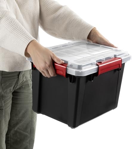 Sterilite 12 Pack 5 Gallon Gasket Box, Stackable Plastic Storage Container with Lids, Black - Waterproof and Dustproof Tote for Home Organization - Image 7