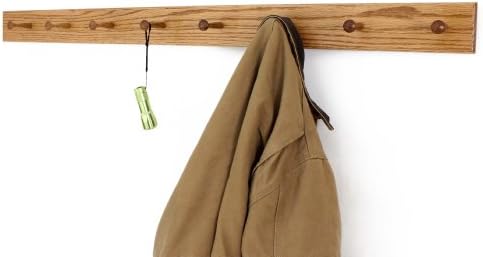 Solid Oak Shaker Peg Rack Made in The USA - Golden Oak Stain Stain 18 x 3.5 Inches with 3 Pegs - Image 3