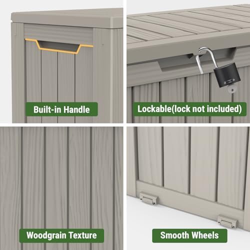 Mars Villa Deck Box, Outdoor Storage Box Waterproof, 72 Gallon, Grey - Image 6