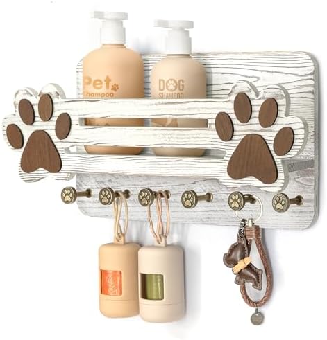 MTERSN Dog Leash Holder for Wall with Wall Shelf for Dog Lover, White by MTERSN
