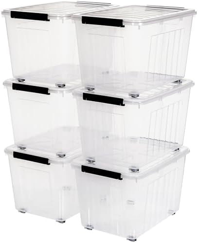 Citylife 82 Quart Large Clear Plastic Storage Bins with Lids 6-Pack by CITYLIFEHomeOrganization