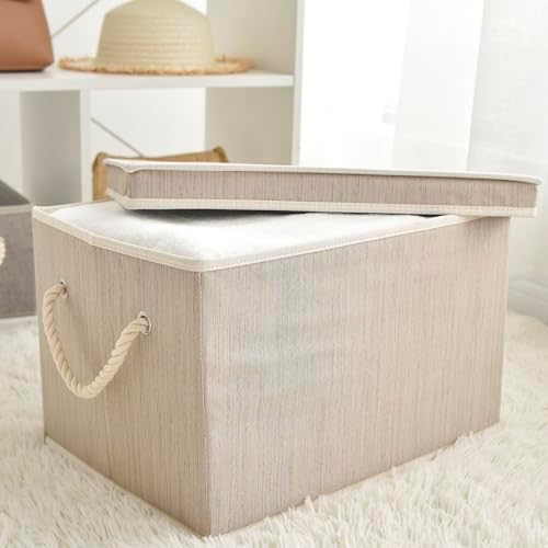 Sukkiri Pack of 2 Large Storage Bins Closet Organizer System, Sturdy Foldable Storage Boxes for Organizing Clothing, Sheets, Books - Shelf Organizer Shelves Basket Storage Bin 16.3"x 12"x 10.24" by Unknown