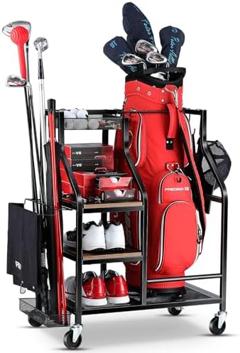 FHXZH Golf Bags Storage Garage Organizer - Golf Bag Stand with Wheels by FHXZH