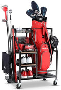 FHXZH Golf Bags Storage Garage Organizer - Golf Bag Stand with Wheels by FHXZH