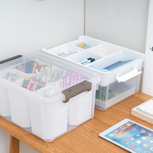 Citylife 17QT 2-Pack Storage bins with Lid 6 Marker inserts Buildable Lid - Image 4