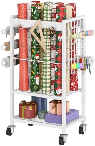 HOOBRO Wrapping Paper Storage Cart, Rolling Craft Storage Cart with Wheels by HOOBRO
