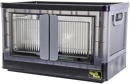 dbest products Quik Box - 8.5 Gallon Stackable Storage Bins with Doors, Collapsible Organizer Foldable Container, for Bedroom Living Room Neat, Tidy Dorms and Organized Homes, Boxes by dbestproductsInc