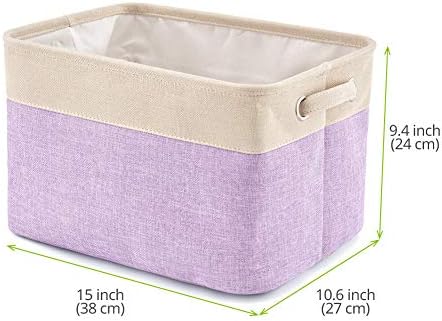 EZOWare Set of 3 Large Canvas Fabric Tweed Storage Organizer Cube Set W/Handles for Nursery Kids Toddlers Home and Office - 15 L x 10.5 W x 9.4 H -Purple - Image 7