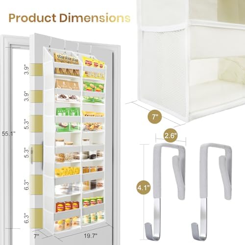 HOMELUX THEORY Over the Door Organizer, 6-Tier XL, 100D Fabric, Baby Blue - Image 3