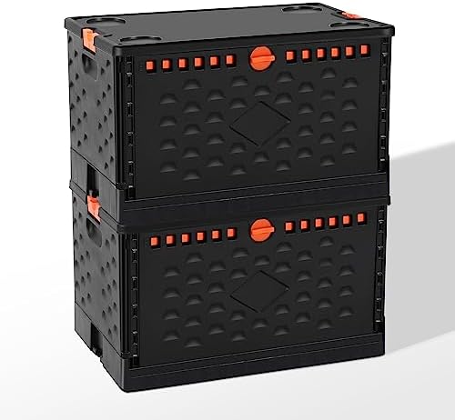 Collapsible Storage Bin with Lid Heavy Duty 16 Gallon Stackable Milk Crate - Image 3