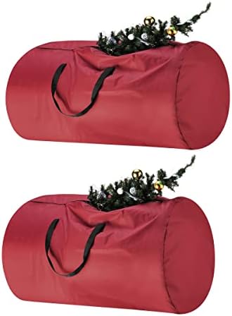 Christmas Tree Storage Bags- Set of 2- For 7.5-16 Ft Artificial Trees-Premium Canvas-Protect Holiday Decorations, Inflatables by Tiny Tim Totes (Red - Image 3