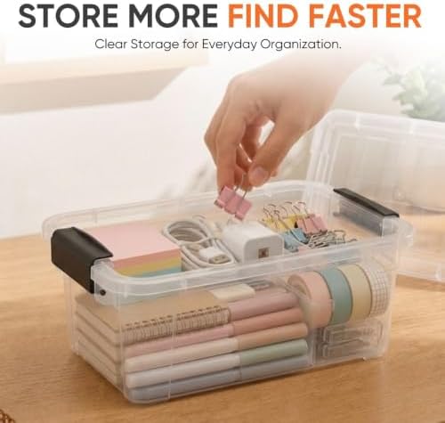 Superio 3.4 Quart Clear Plastic Storage Boxes with Lids, Stackable Organizer Containers, BPA-Free Storage Bins for Home, Office, School & Dorm, 6 Pack - Image 2