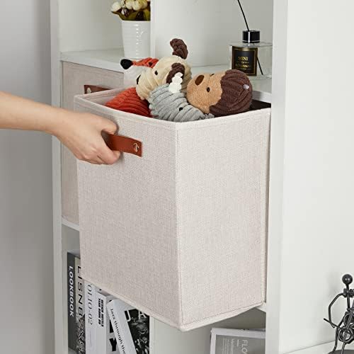 DULLEMELO Storage Baskets for Shelves Closet Storage,Sturdy Home Organization Bins for Gifts Empty,Foldable Fabric Storage Cubes Baskets for Nursery Toys Towels Clothes Storage(Beige-4 Pack) - Image 6