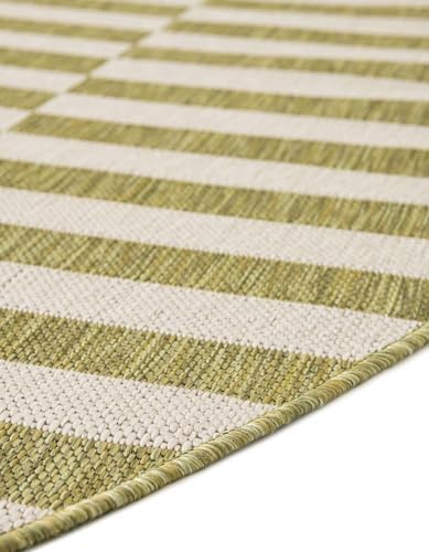 Unique Loom Outdoor Striped Collection Area Rug - Striped (12' Round Green/Ivory) - Image 6